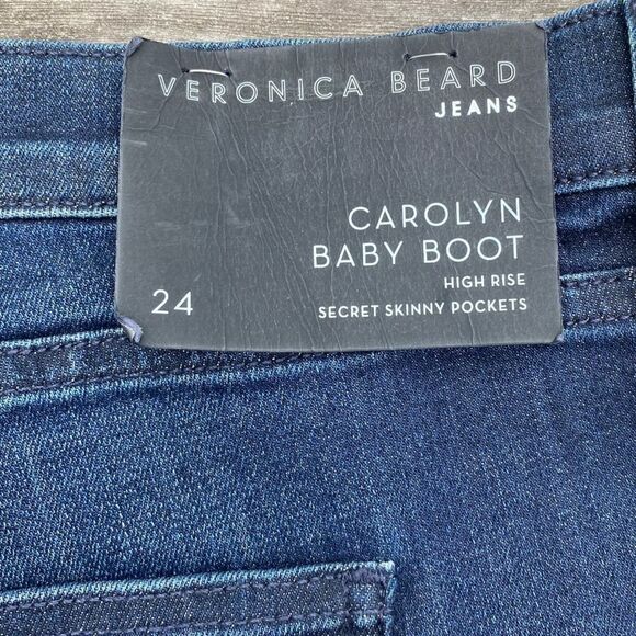Veronica Beard Carolyn High Rise Baby Boot Jean Navy Red Stripe Plus Size 24 NWT - Picture 7 of 10